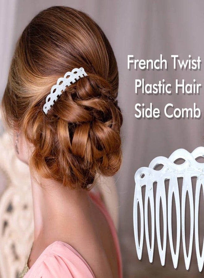 Cinaci 30 Pieces Clear White French Twist Water Wave Plastic Hair Side Combs Slides with 11 Teeth Wedding Brides Veil Combs Hair Accessories for Women Girls - Image 2